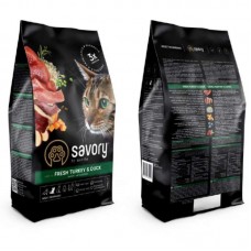 Savory Adult Cat Gourmand Fresh Turkey & Duck Сухой корм для кошек со свежим мясом индейки и уткой 0.4кг