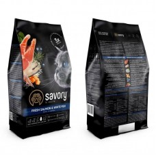 Savory Adult Cat Gourmand Fresh Salmon & White Fish Сухой корм для длинношерстных кошек со свежим лососем и белой рыбой 0.4кг