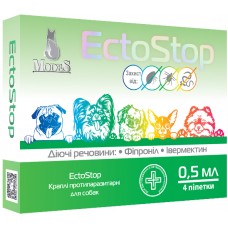 Характеристики Краплі ModeS Екто Стоп протипаразитарні для цуценят до 4 кг 4 шт х 0.5 мл