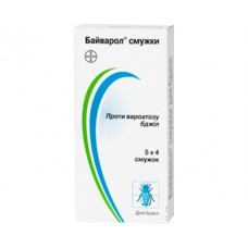 Смужки Bayer Байварол для виявлення і знищення кліщів варроа, 1 блістер (4 смужки)